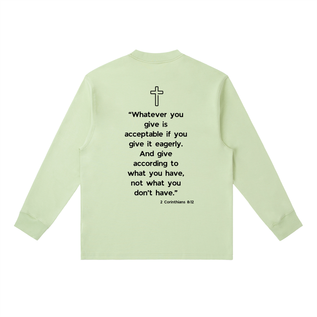 Alacrity Apparel - "2 Corinthians 8:12'"-Essential Crewneck Long-Sleeve T-Shirt